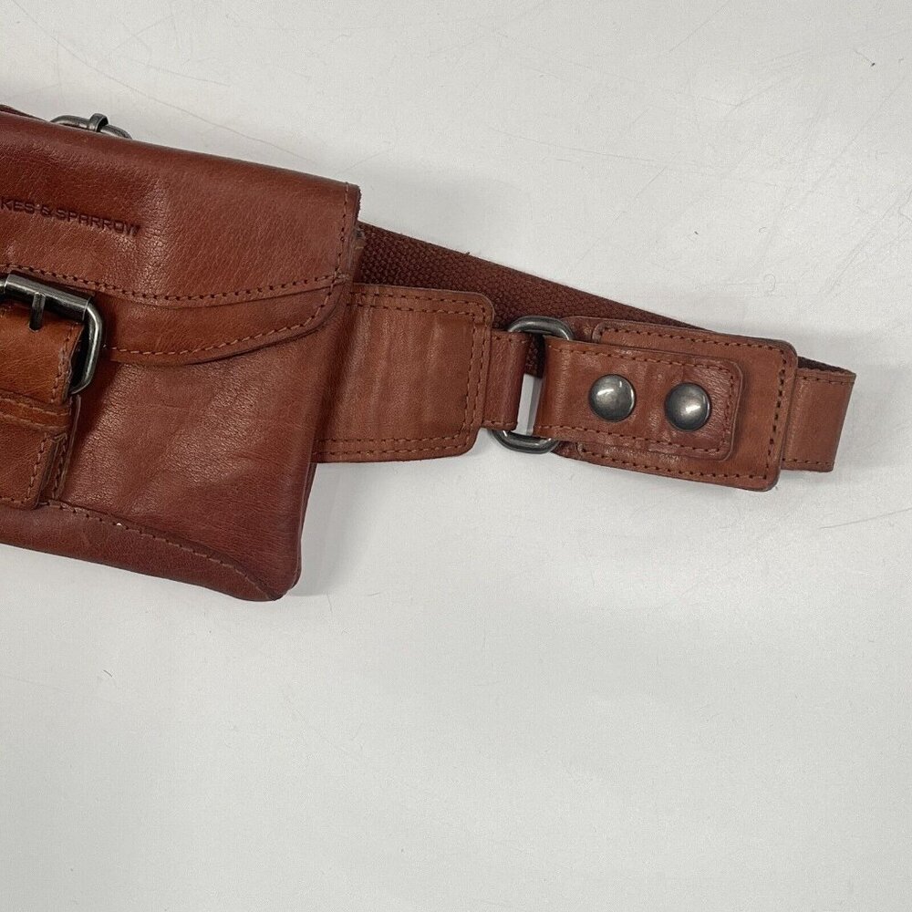 Spikes & Sparrow Brown Leather Belt Bag | Genuine Leather | Adjustable Waist Bag - Picture 9 of 16
